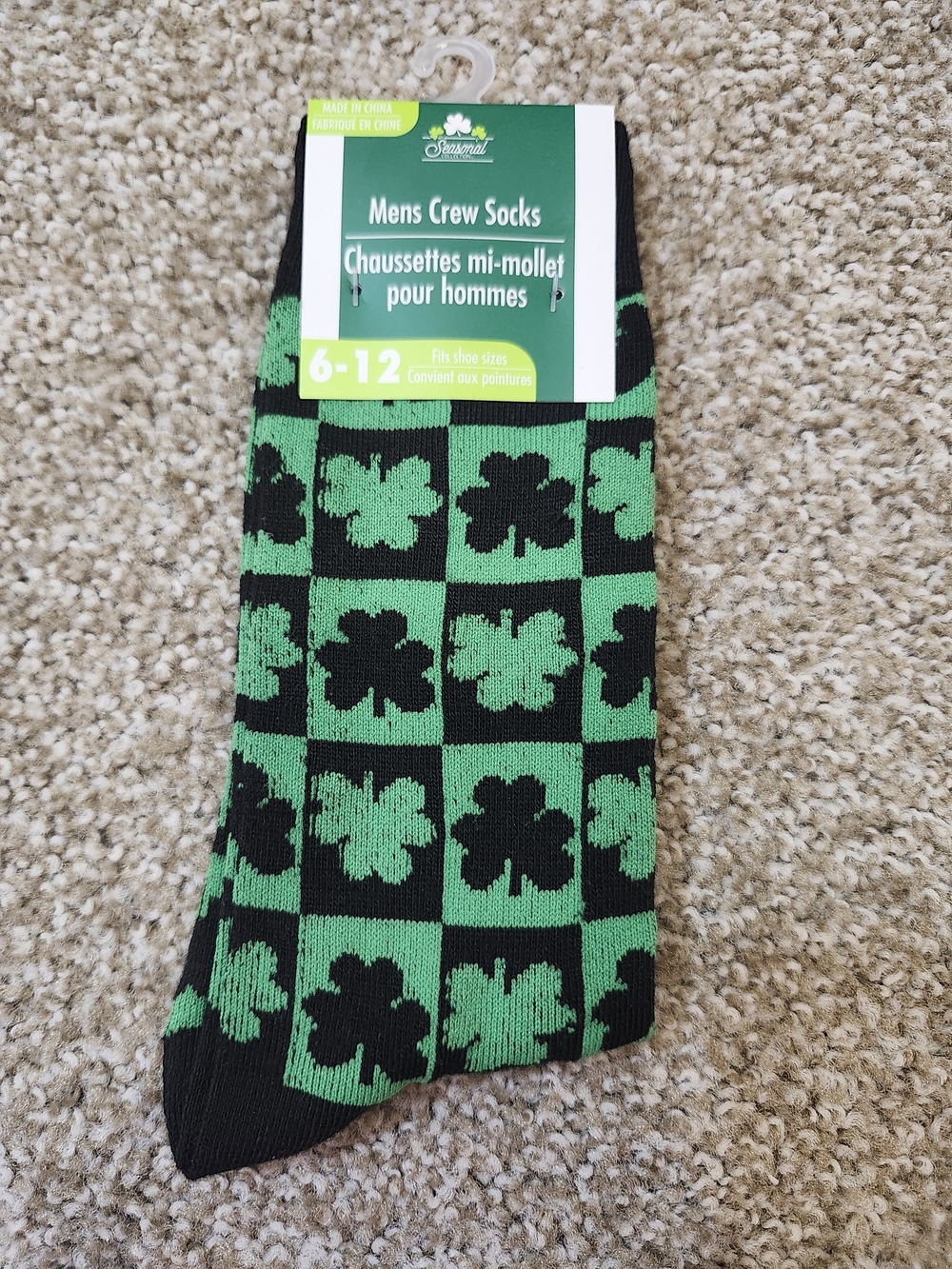 Mens Four Leaf Clover Socks St. Patricks Day Socks Shamrock Socks Gift for Him